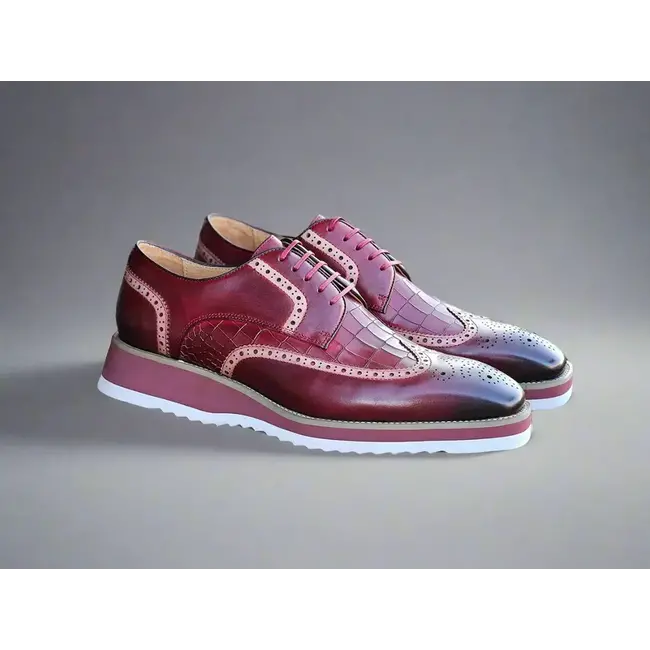 Carrucci Lace-up Leather Derby Shoes Wing-Tip