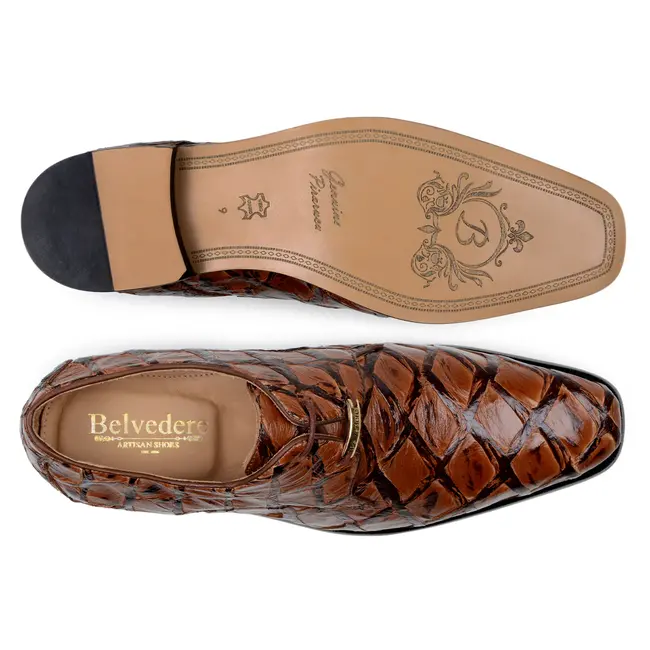 Belvedere Renzo Ivory Genuine Pirarucu lace up derby's