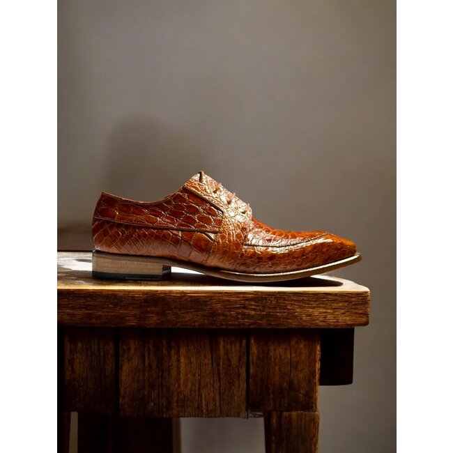 Fennix Charles Men's Shoes Cognac/Gold Alligator Exotic Oxfords