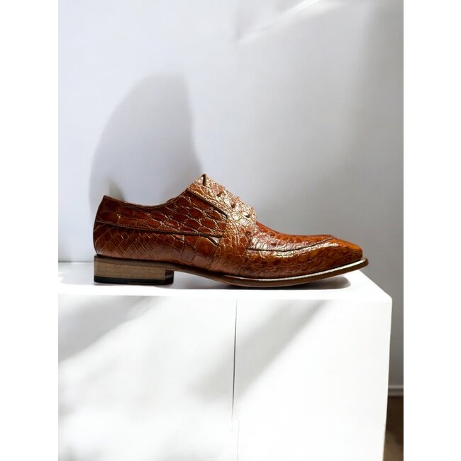 Fennix Charles Men's Shoes Cognac/Gold Alligator Exotic Oxfords