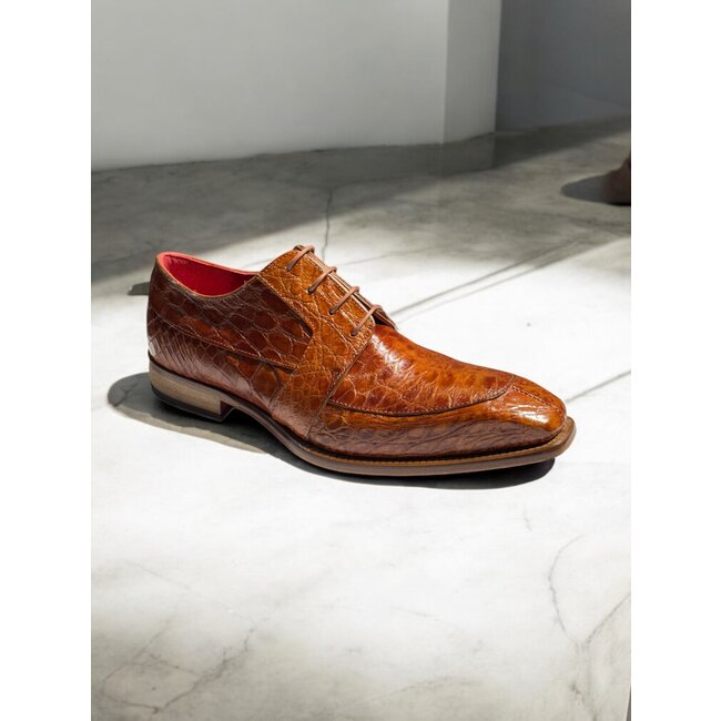 Fennix Charles Men's Shoes Cognac/Gold Alligator Exotic Oxfords