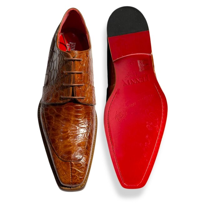 Fennix Charles Men's Shoes Cognac/Gold Alligator Exotic Oxfords