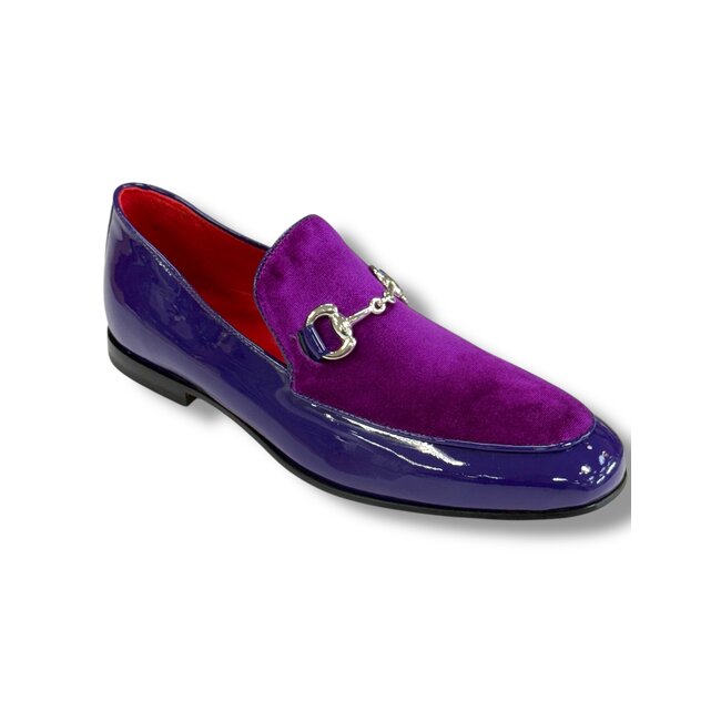 Duca Men's Shoes Patent Leather-Velvet, Leather Lining Formal Loafers