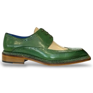 Emilio Franco 'Orlando' Green/Bone Calf-Skin Leather Oxfords Shoes