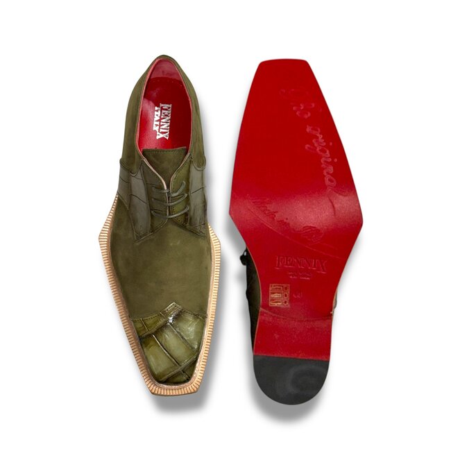 Fennix Fennix Landon Alligator & Suede Shoes Olive