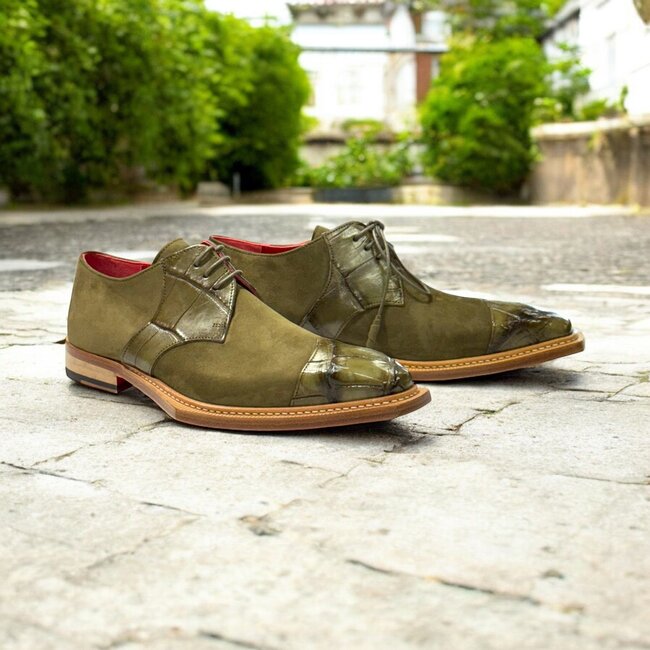 Fennix Fennix Landon Alligator & Suede Shoes Olive