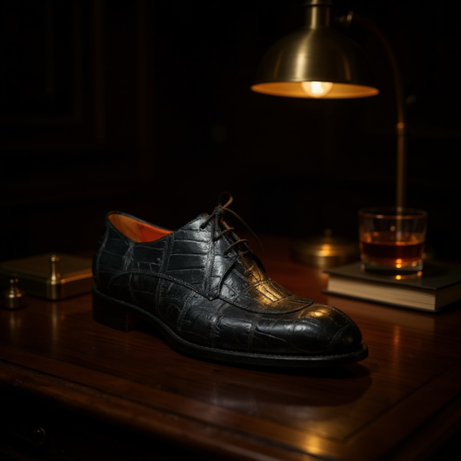 Fennix Fennix “Benjamin” Genuine Alligator Shoes Black