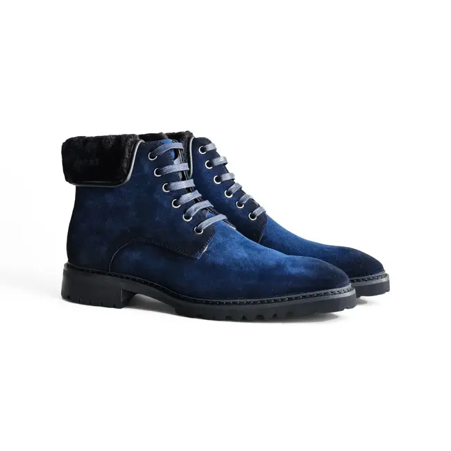 Carrucci Suede Faux Shearling Combat Boot