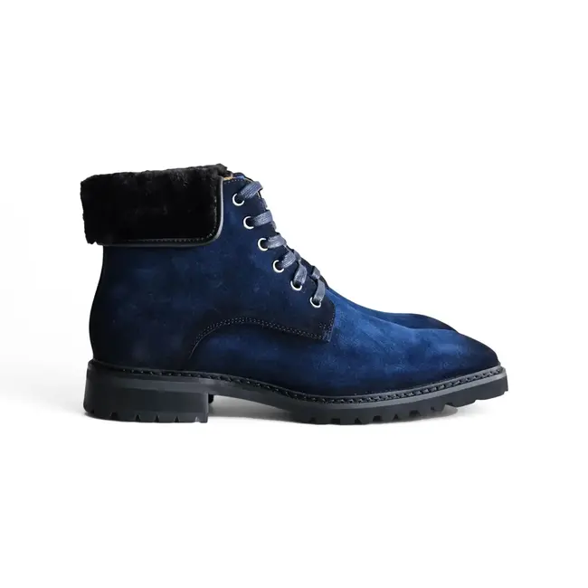 Suede Faux Shearling Combat Boot