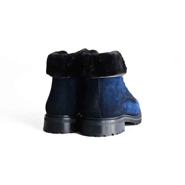 Suede Faux Shearling Combat Boot