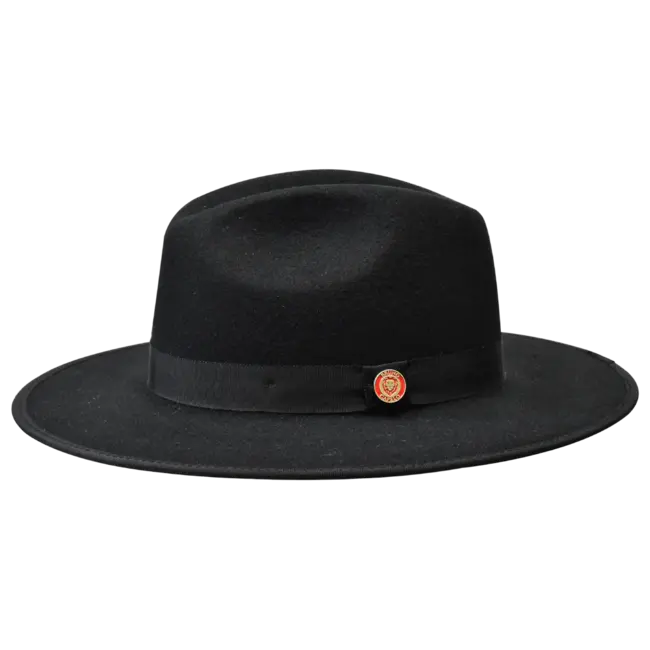 MONARCH COLLECTION WOOL FELT RED BOTTOM FEDORA HAT FLAT WIDE BRIM