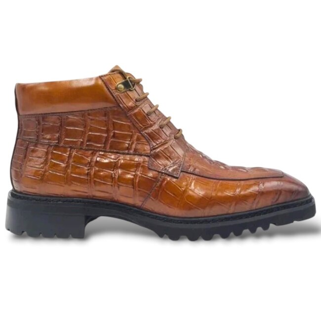Men's Lace-up Boots Alligator Embossed