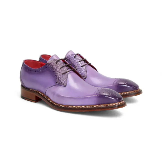 Fennix Tyler Calf and Alligator Lace-up Shoes Purple