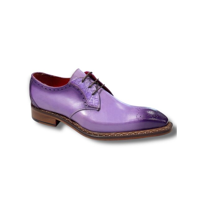 Fennix Tyler Calf and Alligator Lace-up Shoes Purple