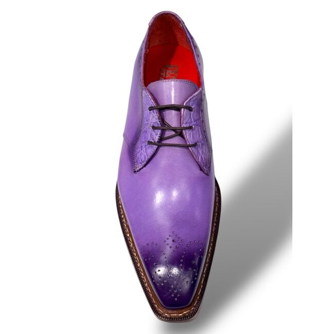 Fennix Tyler Calf and Alligator Lace-up Shoes Purple
