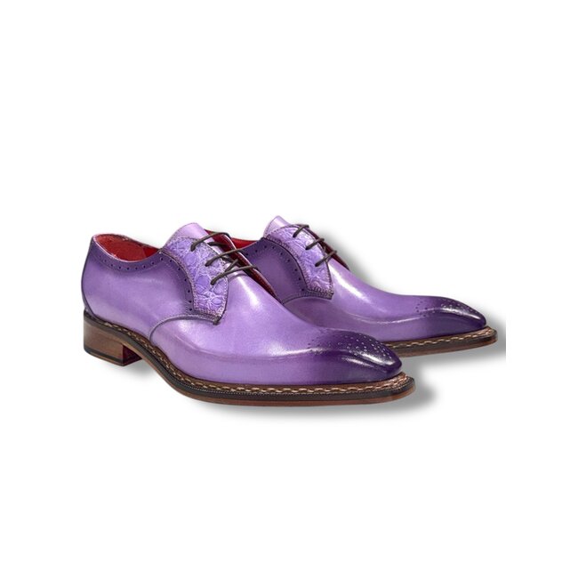 Fennix Tyler Calf and Alligator Lace-up Shoes Purple
