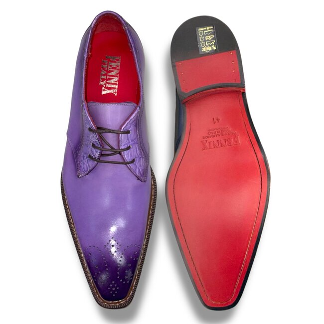 Fennix Tyler Calf and Alligator Lace-up Shoes Purple