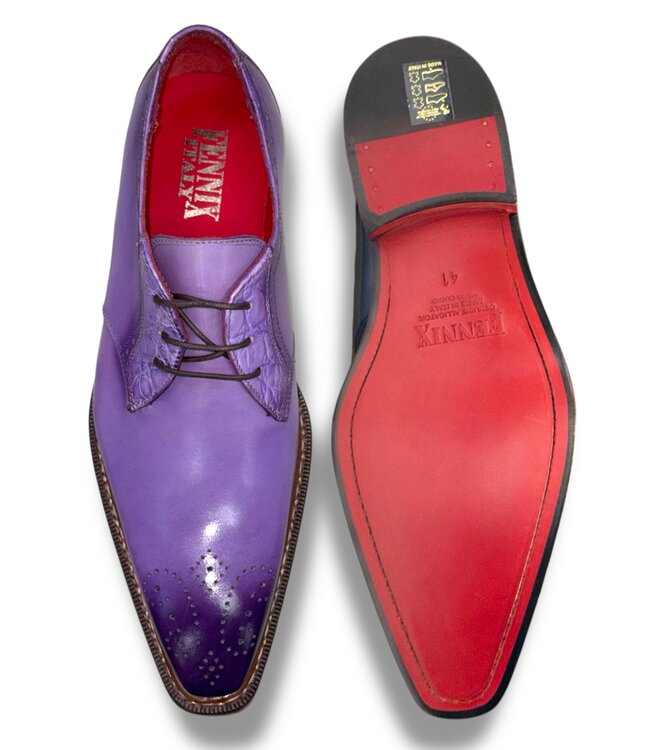 Fennix Fennix Tyler Calf and Alligator Lace-up Shoes Purple