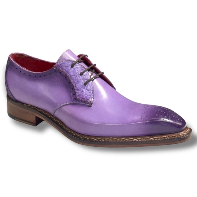 Fennix Tyler Calf and Alligator Lace-up Shoes Purple