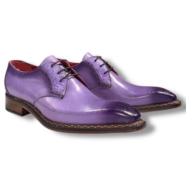 Fennix Tyler Calf and Alligator Lace-up Shoes Purple