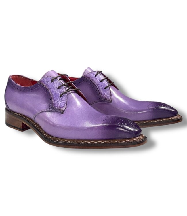 Fennix Fennix Tyler Calf and Alligator Lace-up Shoes Purple