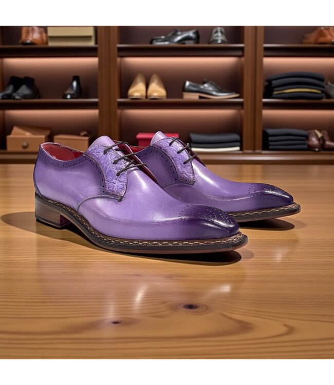 Fennix Fennix Tyler Calf and Alligator Lace-up Shoes Purple