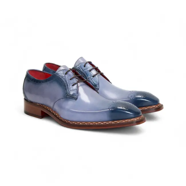 Fennix Tyler Calf and Alligator Lace-up Shoes Light/Blue