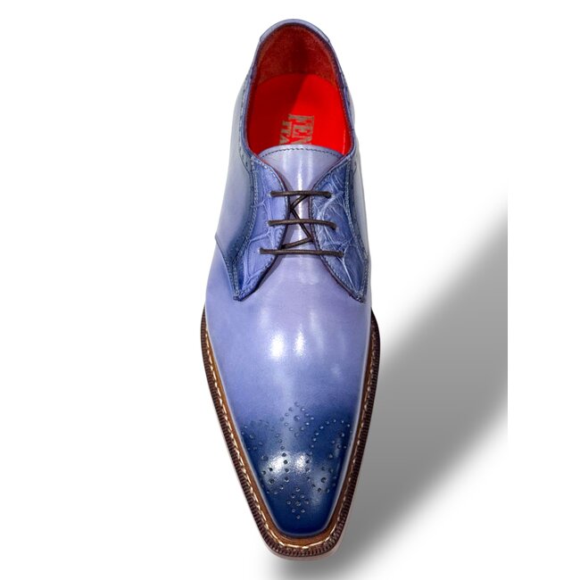 Fennix Tyler Calf and Alligator Lace-up Shoes Light/Blue