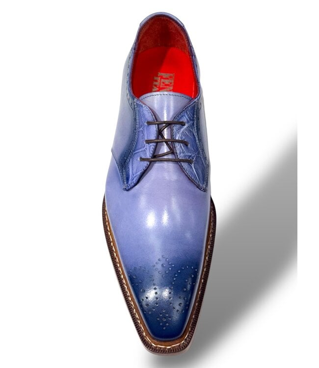 Fennix Tyler Calf and Alligator Lace-up Shoes Light/Blue