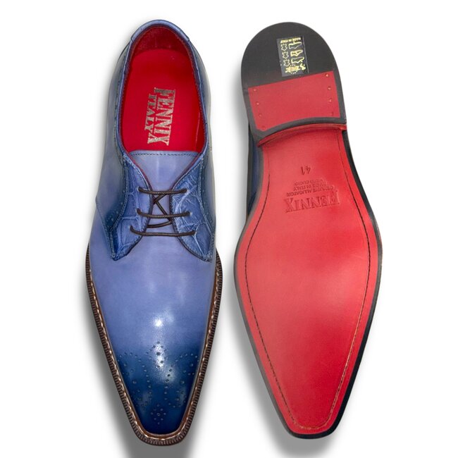 Fennix Tyler Calf and Alligator Lace-up Shoes Light/Blue
