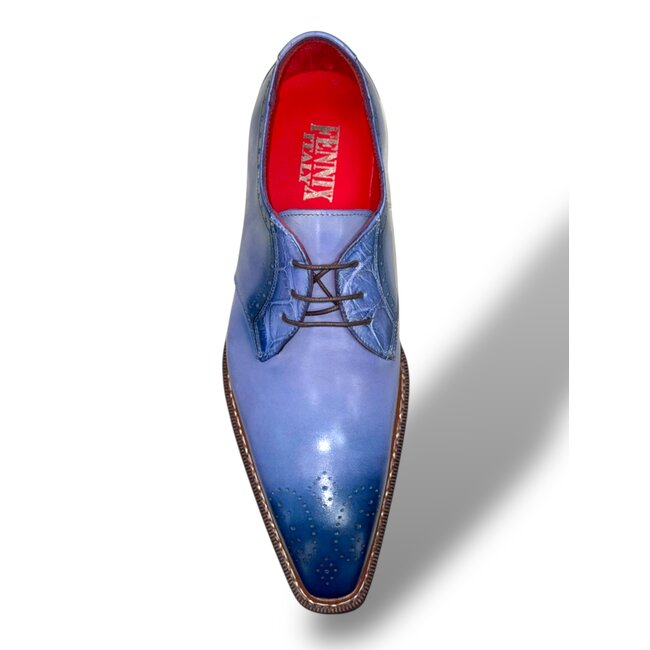 Fennix Tyler Calf and Alligator Lace-up Shoes Light/Blue