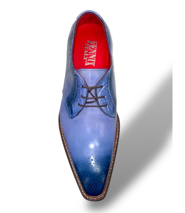 Fennix Tyler Calf and Alligator Lace-up Shoes Light/Blue