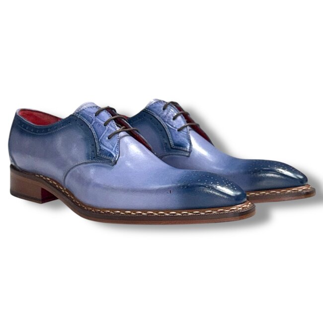 Fennix Tyler Calf and Alligator Lace-up Shoes Light/Blue