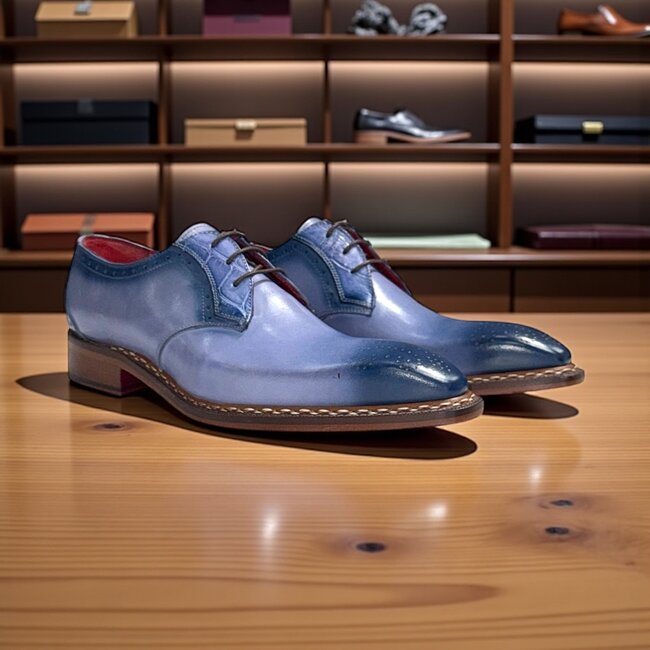 Fennix Tyler Calf and Alligator Lace-up Shoes Light/Blue