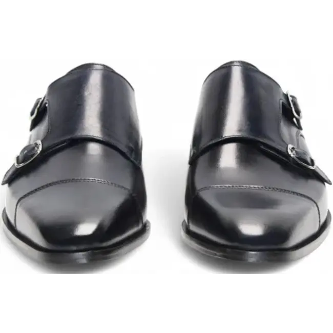 Firmani "Percy" Navy Shoes Double Monk Strap