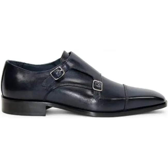 Firmani "Percy" Navy Shoes Double Monk Strap