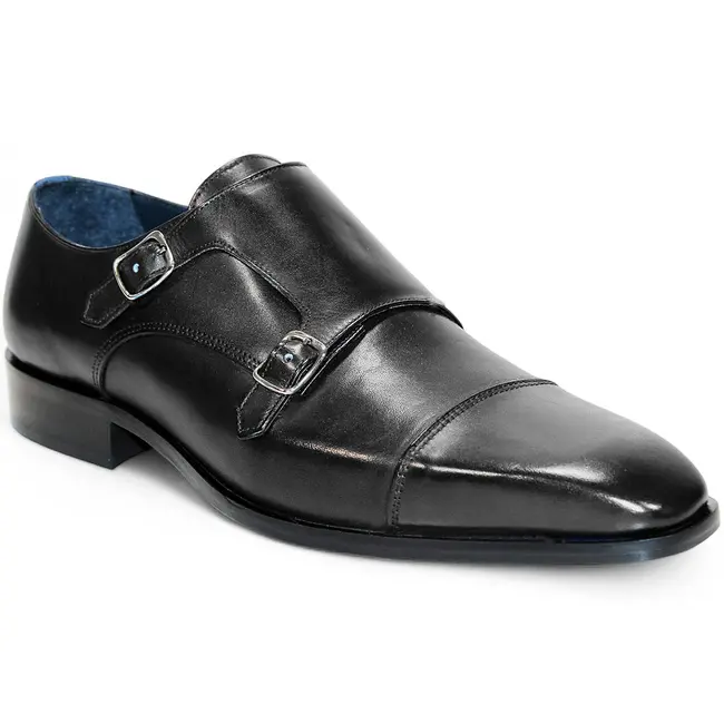 Firmani "Percy" Navy Shoes Double Monk Strap