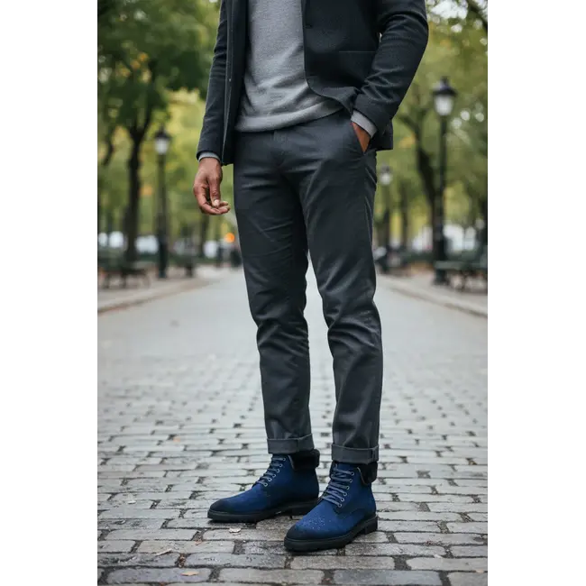 Suede Faux Shearling Combat Boot