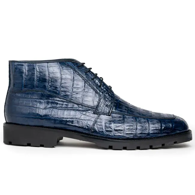 Caiman Belly Navy Blue Ankle Boot