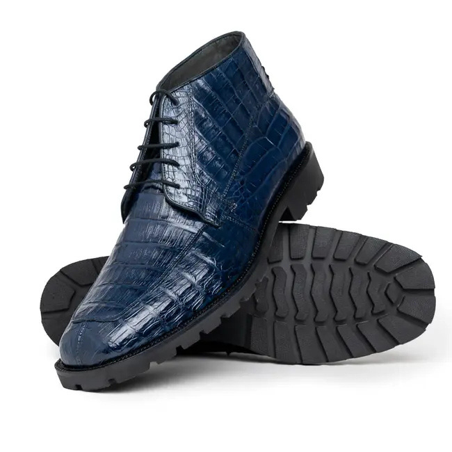 Caiman Belly Navy Blue Ankle Boot