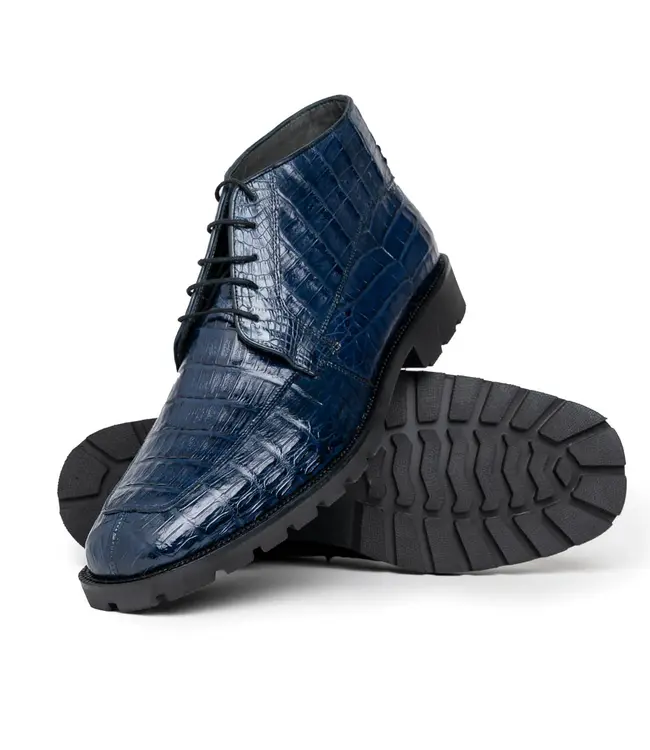 Los Altos Caiman Belly Navy Blue Ankle Boot