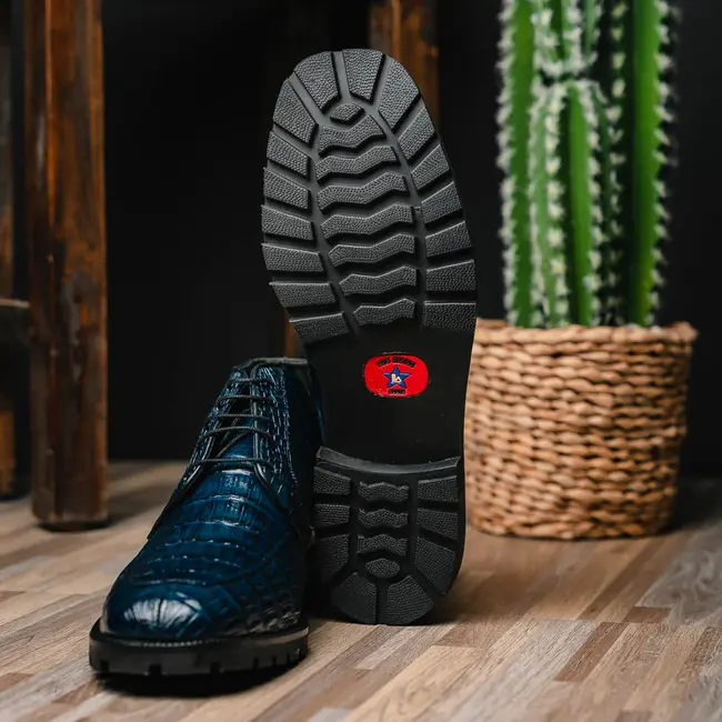 Caiman Belly Navy Blue Ankle Boot