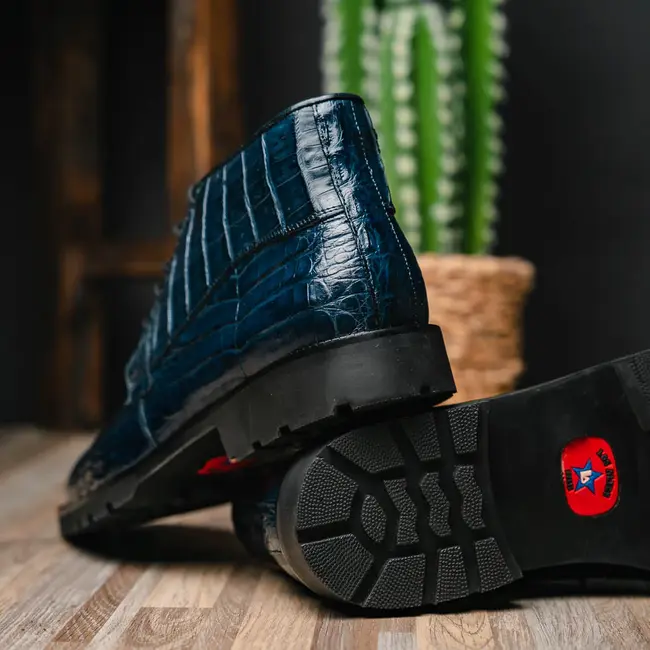 Caiman Belly Navy Blue Ankle Boot