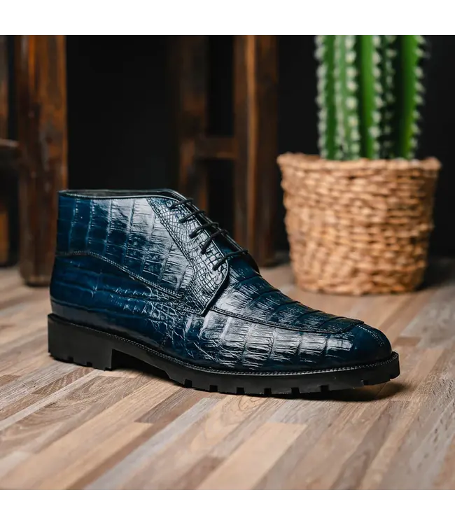 Los Altos Caiman Belly Navy Blue Ankle Boot