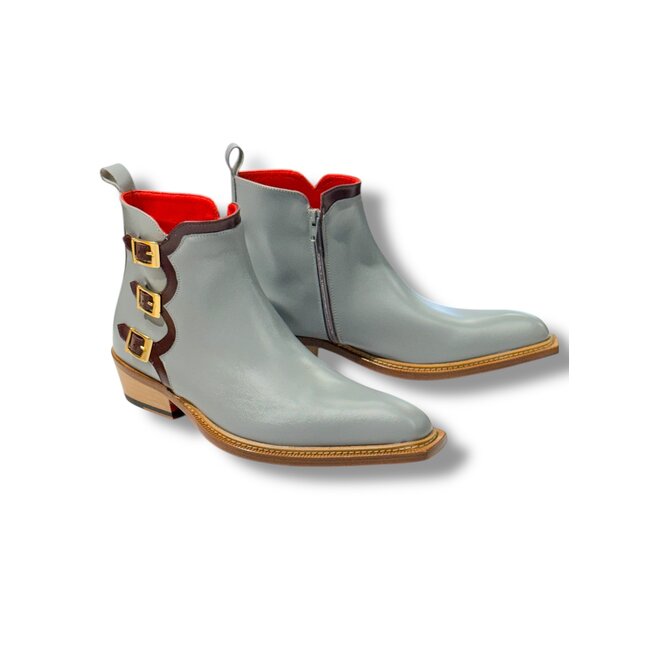 Emilio Franco EF373 Ankle Boot Triple Buckle Genuine Calf-Skin