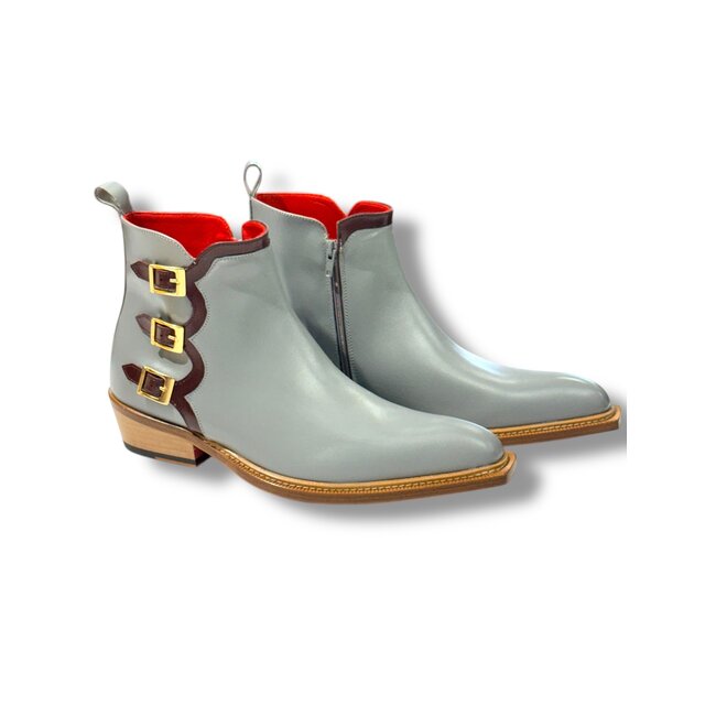 Emilio Franco EF373 Ankle Boot Triple Buckle Genuine Calf-Skin