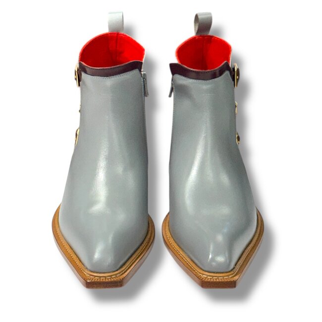 Emilio Franco EF373 Ankle Boot Triple Buckle Genuine Calf-Skin