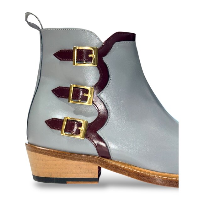 Emilio Franco EF373 Ankle Boot Triple Buckle Genuine Calf-Skin