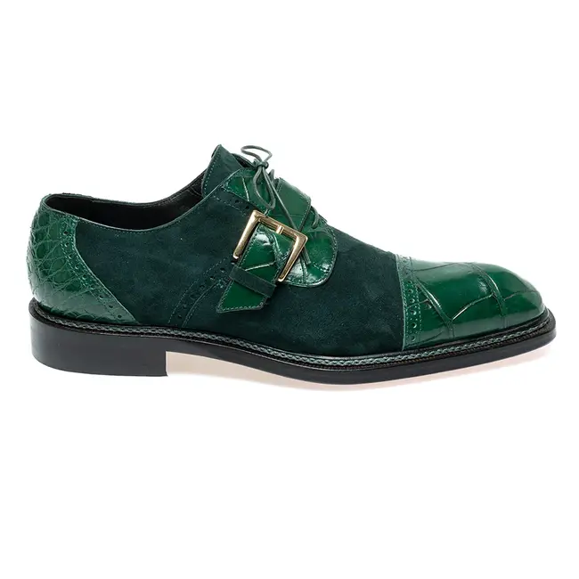 Mauri Mauri 1087/4 Alligator & Suede Cap Toe Buckle Derby