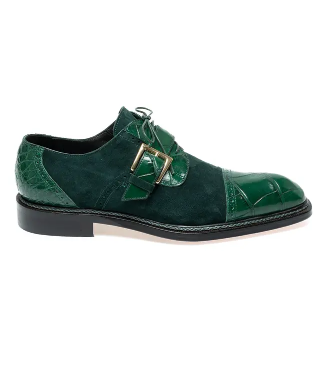 Mauri Mauri 1087/4 Alligator & Suede Cap Toe Buckle Derby